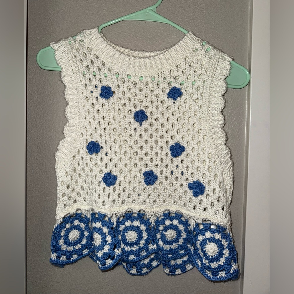 Zara Floral Crochet Sleeveless Top